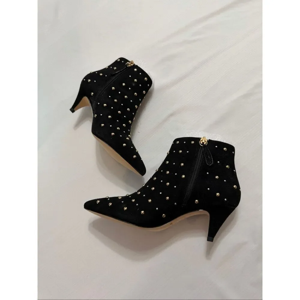Kate Spade Starr Studded Beaded Black Ankle Boots Booties Women's Size 5 M